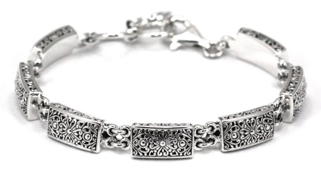 WEDA Floral filigree Rectangular stationed bracelet