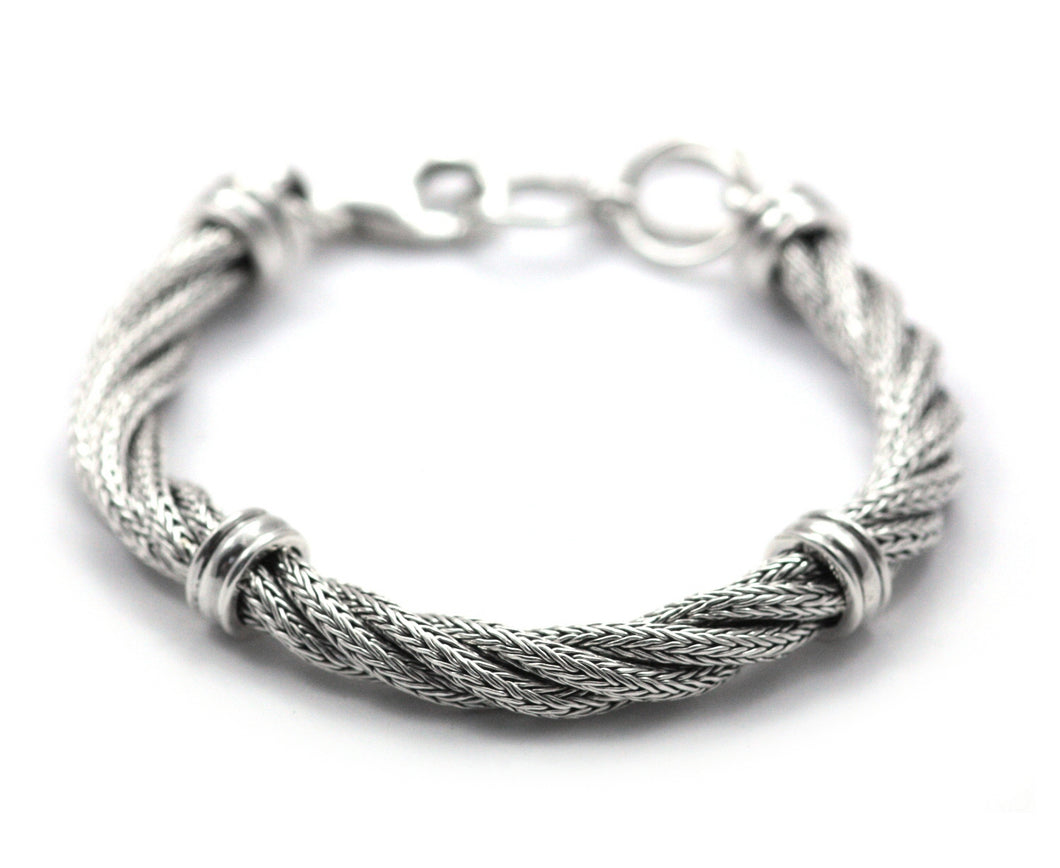DEWI Twisted Naga Chain with polished Silver station Bracelet