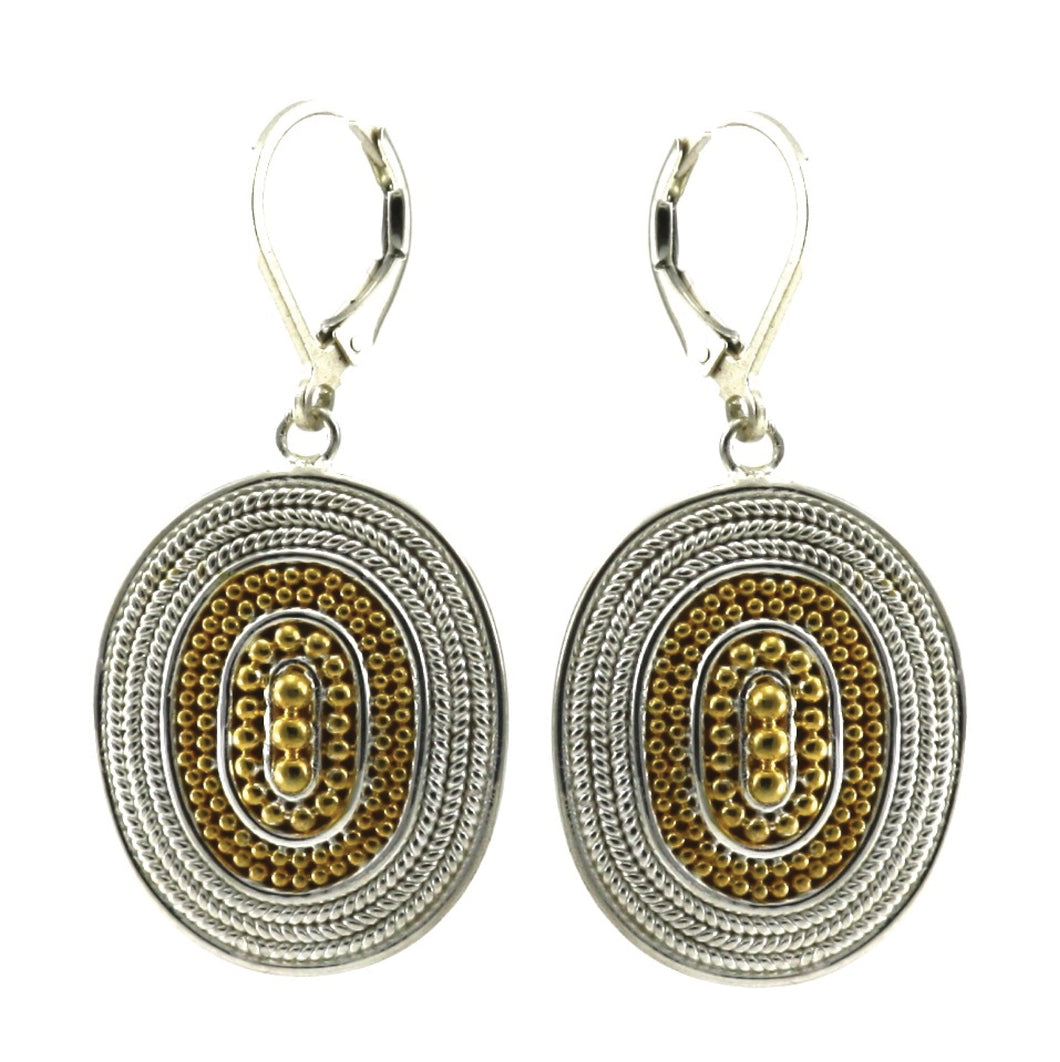 RAYA Beaded Concentric Sterling Silver and Gold  Earrings