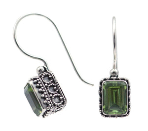 PADMA Filigree Rectangle Peridot Drop earrings