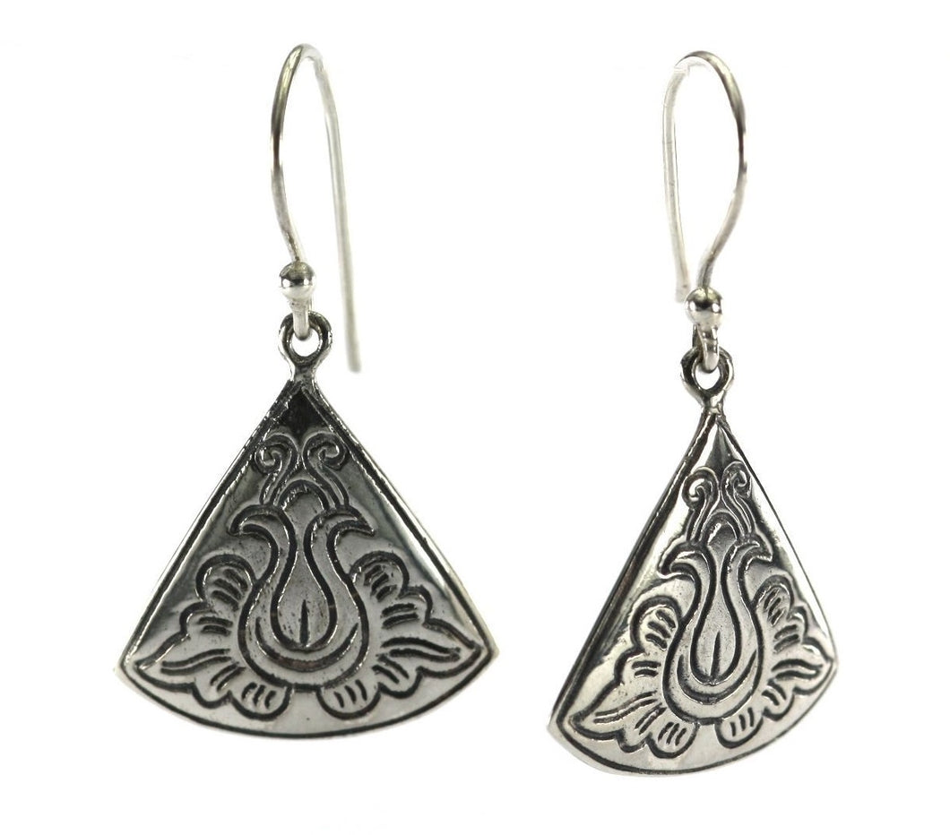 WEDA Filigree Carved Lotus Drop Earrings