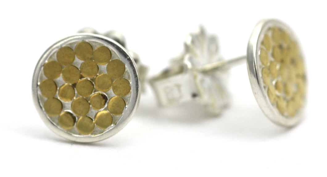 KALA Round Gold Dotted Stud Earrings