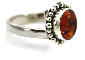 PADMA Oval Beaded Amber Adjustable Ring