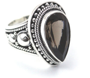 PADMA Smokey Quartz Teardrop Cocktail Ring